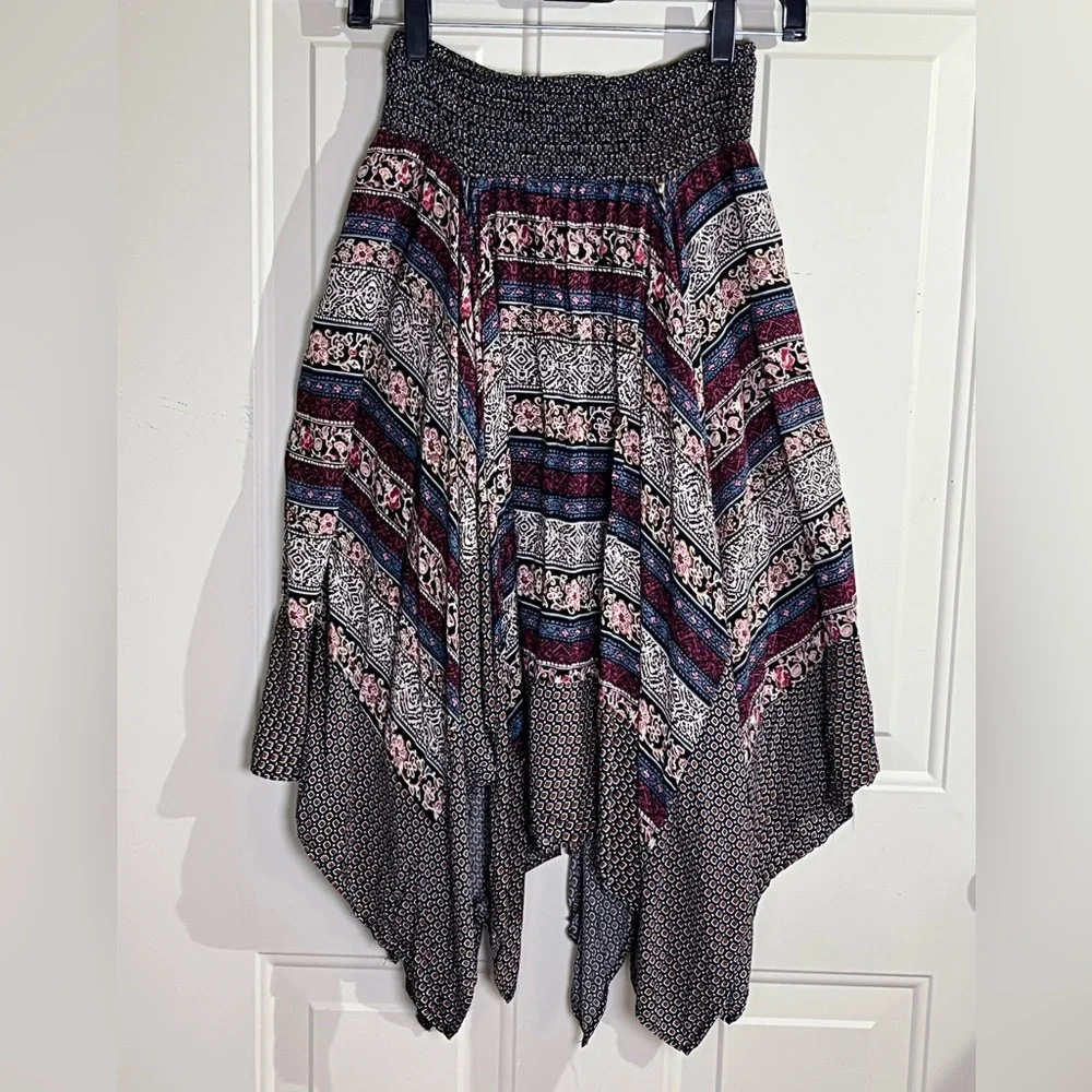 Hazel Boho Skirt – Smocked Waist / Asymmetrical Hem – Size M - Picture 1 of 8